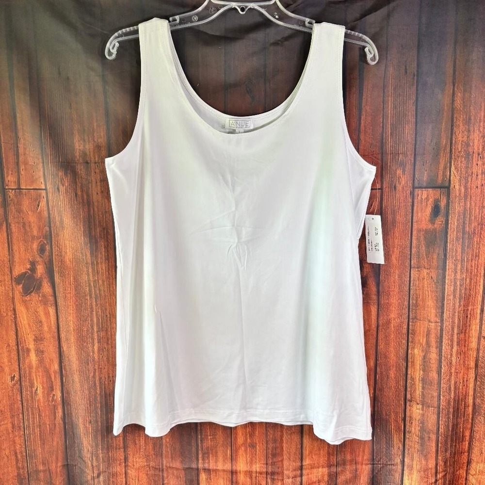 A'nue White Miami A Line Tank Women's Size L Classic Made in‎ USA NWT